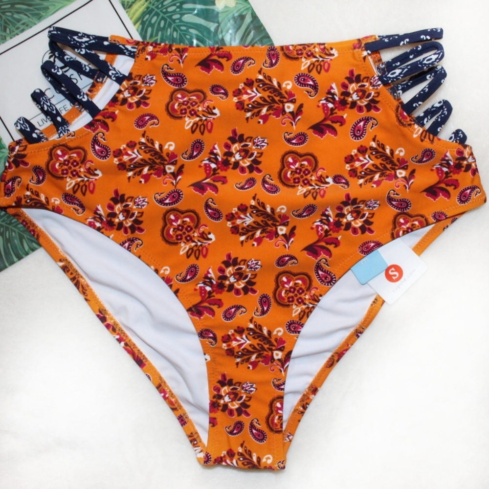 NWT High Waisted Orange and Blue Cupshe Bikini - Picture 2 of 6